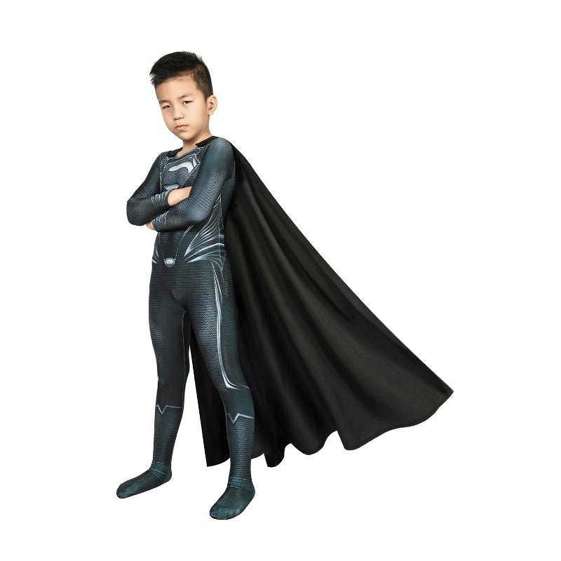 Costume Cosplay Enfant Super Héros Clark Kent Costume Noir pour Enfants - Parfait pour Halloween et Événements Cosplay