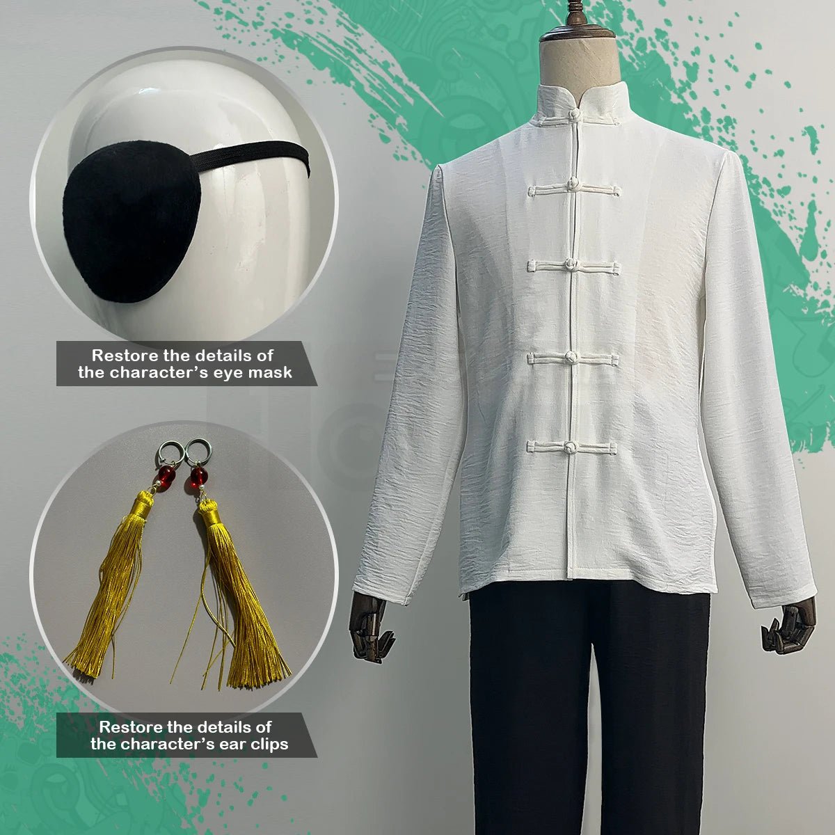 Costume Cosplay Anime Hayato Suo Wind Breaker - Veste Verte, Pantalon Noir, Chemise Kung Fu, Accessoires