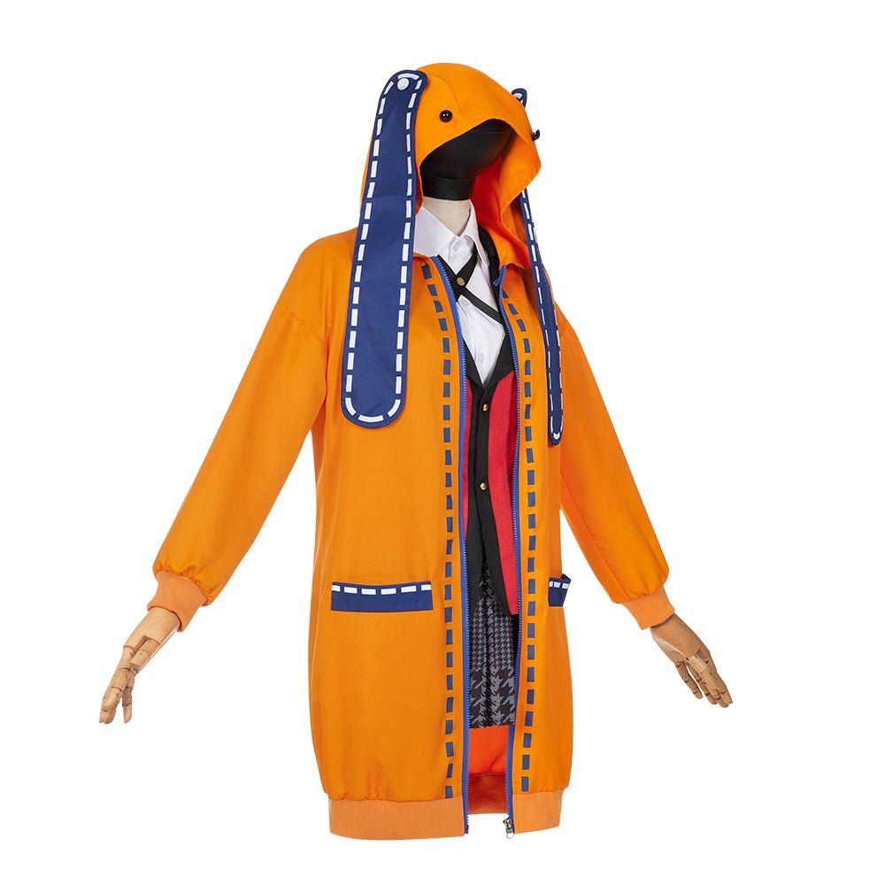 Costume Cosplay Jabami Yumeko Kakegurui pour Femmes - Robe Noire, Perruque et Bas Rayés