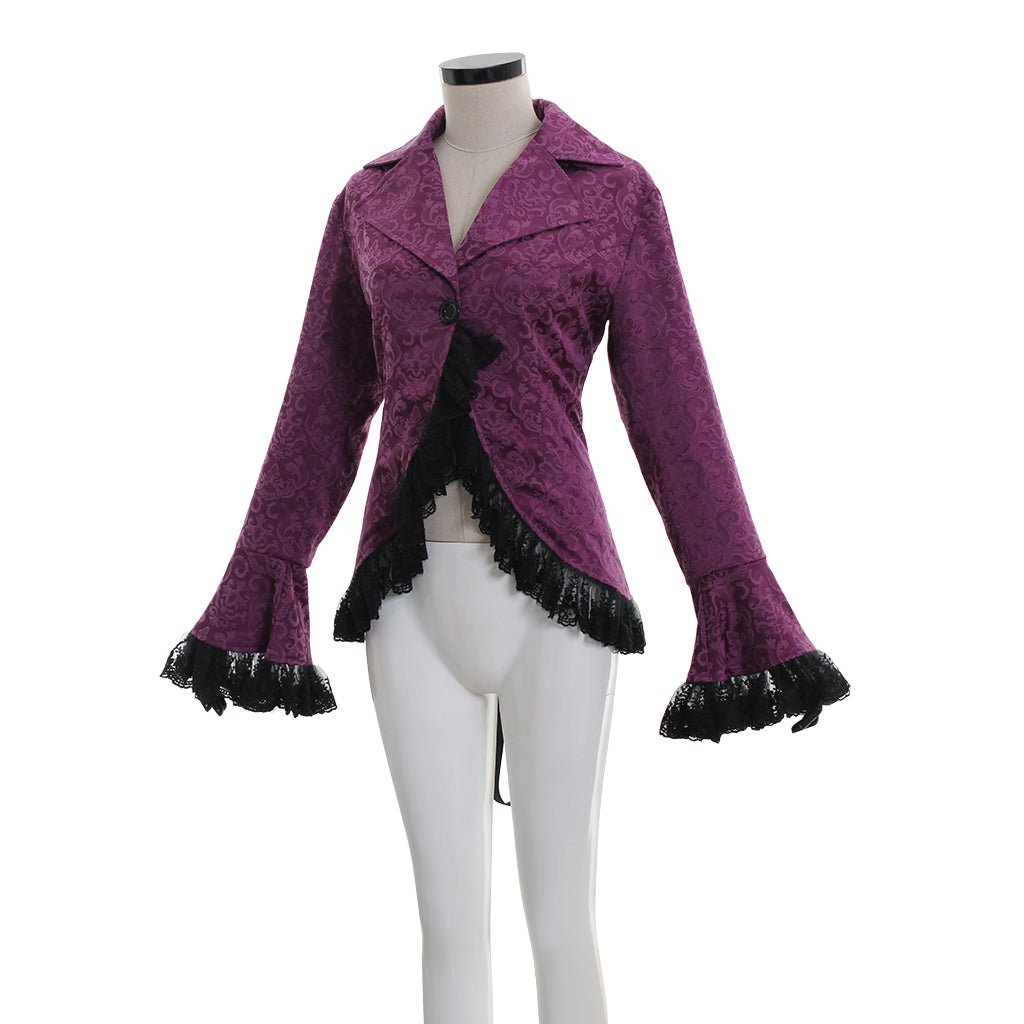 Manteau Rétro Renaissance Victorien pour Femmes Veste en Dentelle Steampunk Col Monté Princesse Noble Comtesse Cardigan