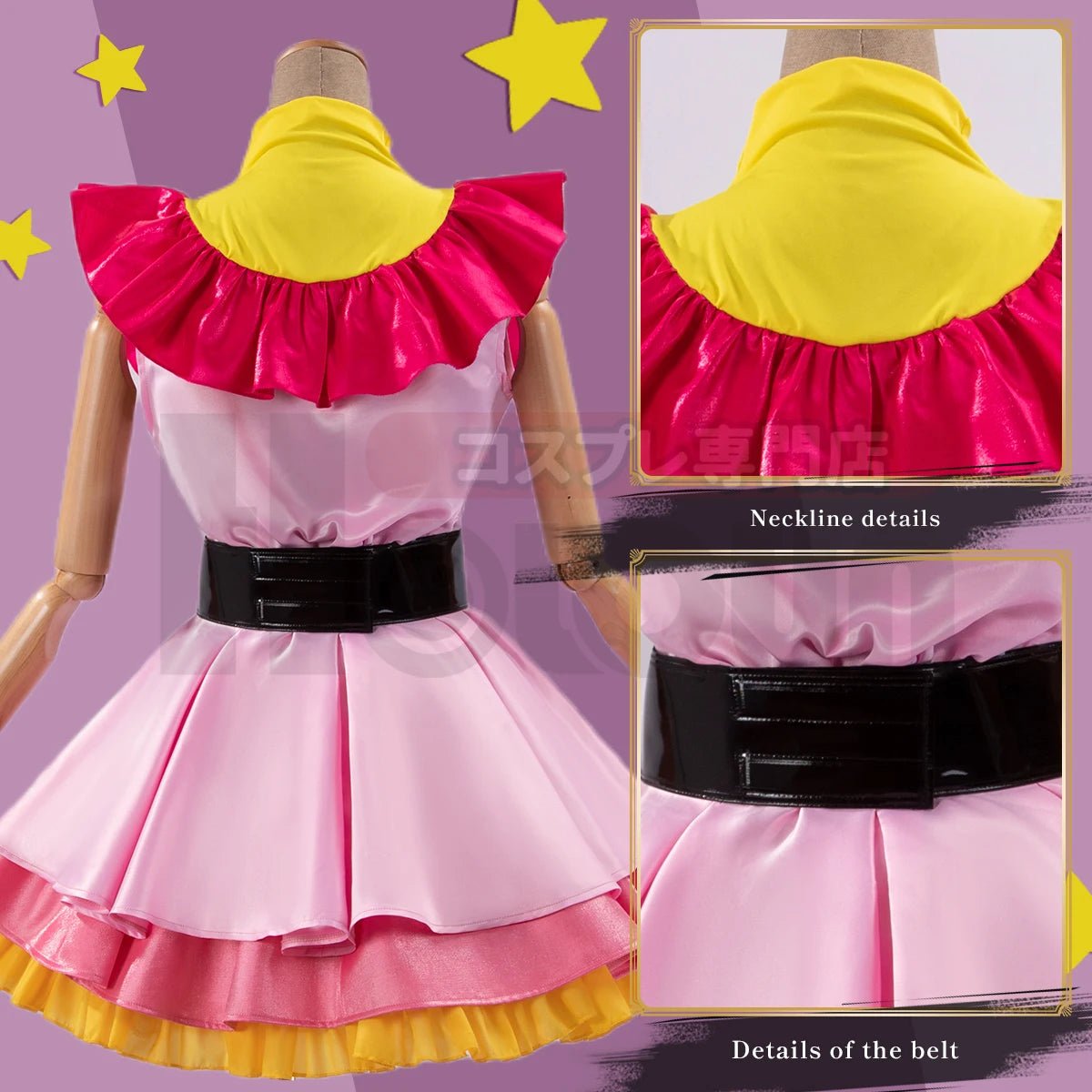 Costume Cosplay Ai Hoshino de OSHI NO KO - Robe Lolita, Perruque, Résille Rose, Pin Cheveux Lapin
