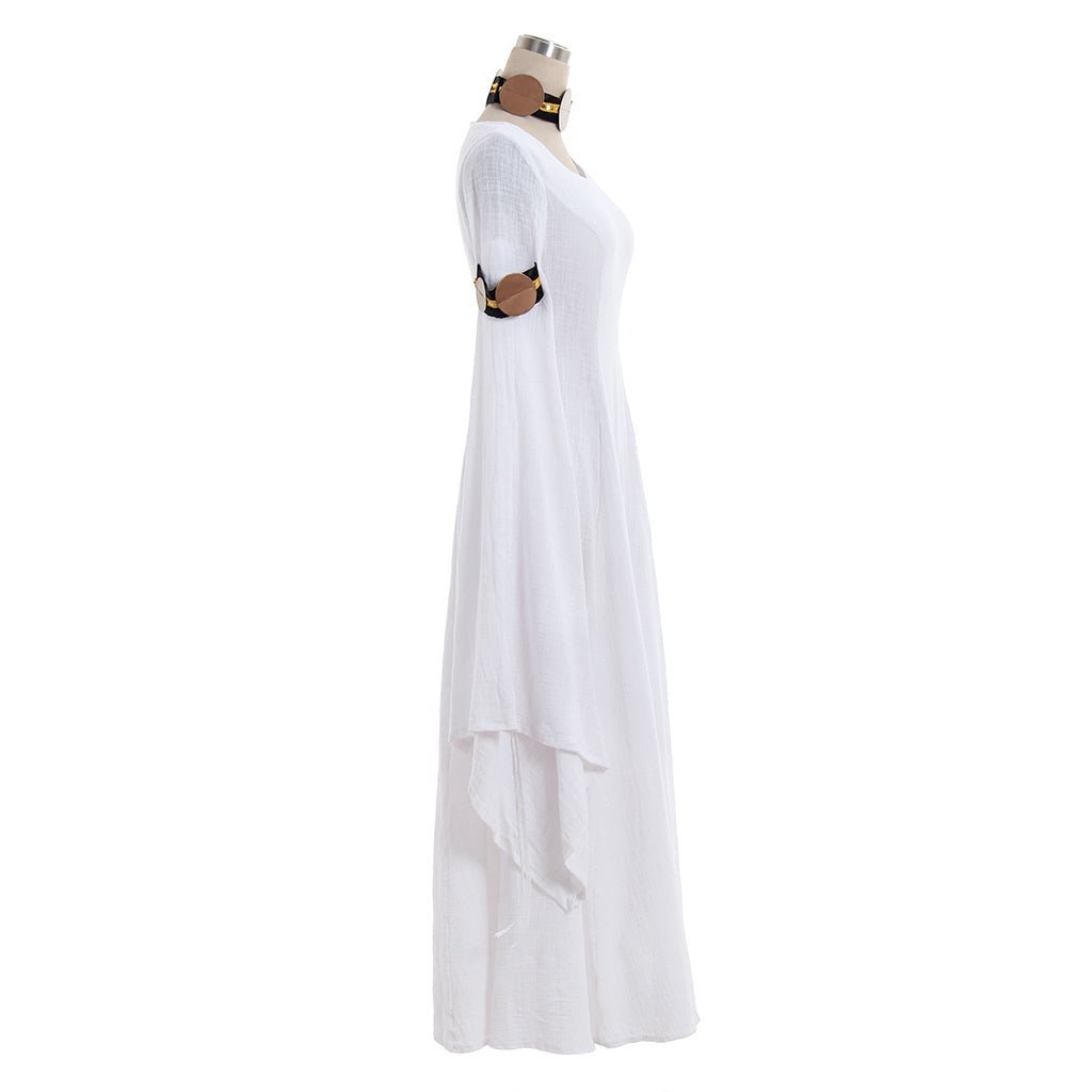 Robe Blanche Médiévale Costume Renaissance Régence Tudor pour Femme
