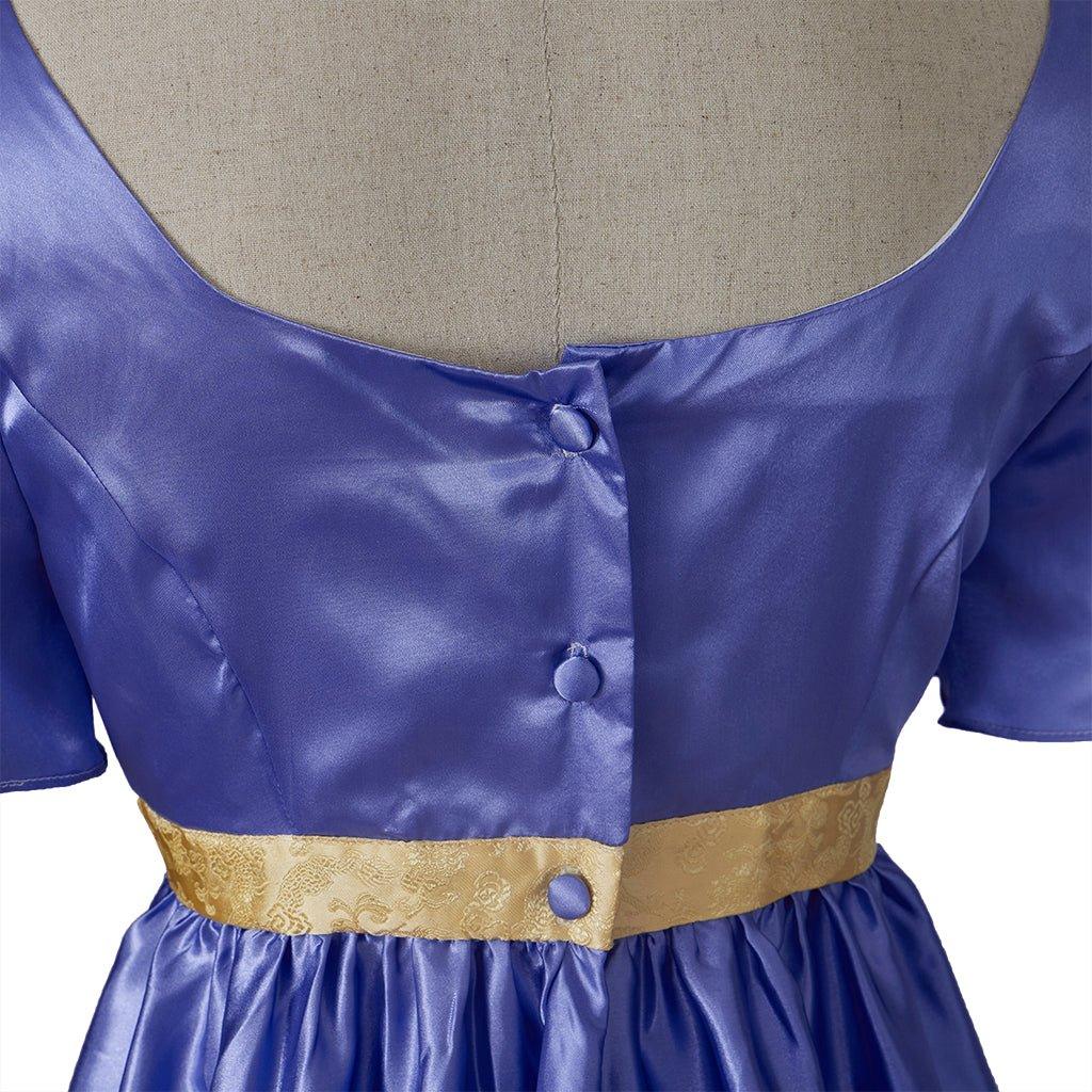 Robe Empire Médiévale Traditionnelle - Costume Cosplay Bridgerton en Soie Bleu-Violet