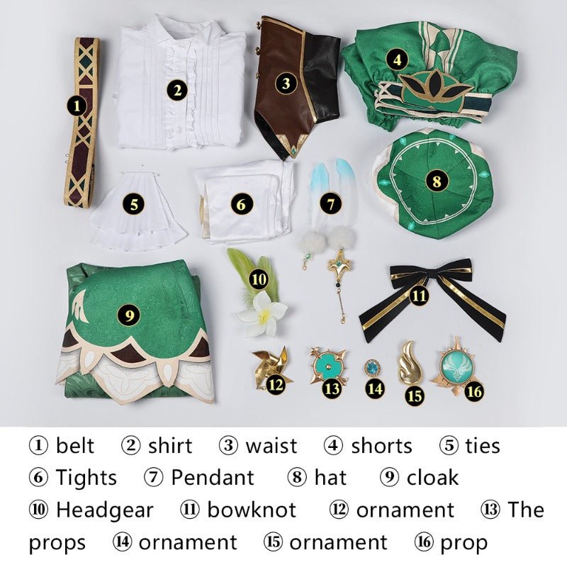 Costume Cosplay Venti Genshin Impact avec Perruque Style Chinois pour Halloween