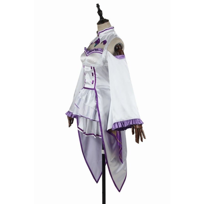 Costume Cosplay Emilia - Robe Anime Re:Zero avec Heaume pour Halloween et Fêtes