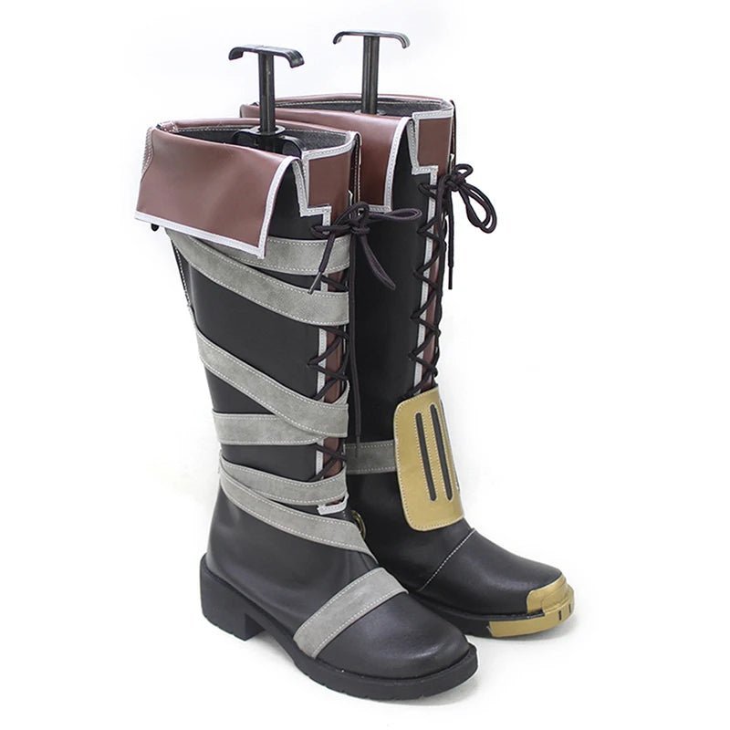 Chaussures Cosplay Vi de League of Legends - Bottes Hautes Noires Élégantes pour Femmes et Hommes