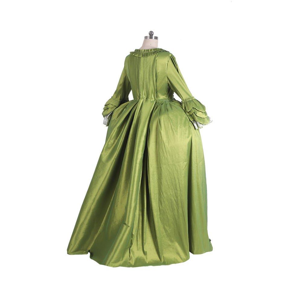 Robe Rococo Verte Pomme du 18e Siècle avec Fleur sur la Poitrine - Élégance Médiévale par L'AniMirage