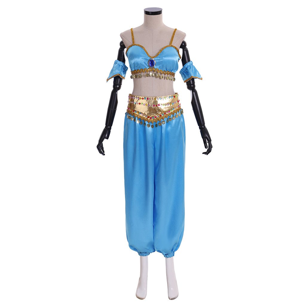 Costume Cosplay Princesse Jasmine avec Cape | Tenue Disney Aladdin pour Halloween et Fêtes à Thème