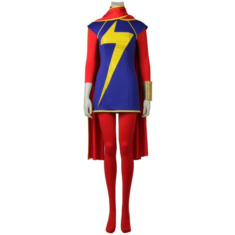 Costume Cosplay Kamala Khan - Combinaison et Cape pour Femmes pour Halloween et Fêtes