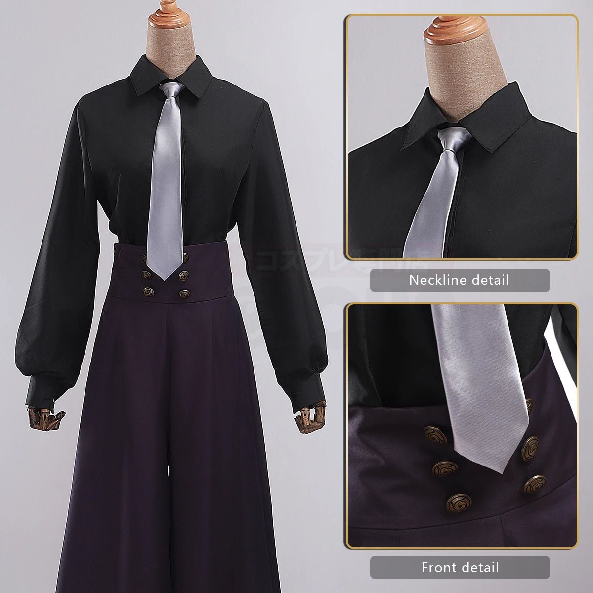 Costume Cosplay Mei Mei Jujutsu Kaisen Chemise Noire Pantalon Violet Cravate Cadeau Quotidien