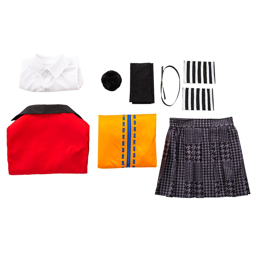 Costume Cosplay Jabami Yumeko Kakegurui pour Femmes - Robe Noire, Perruque et Bas Rayés