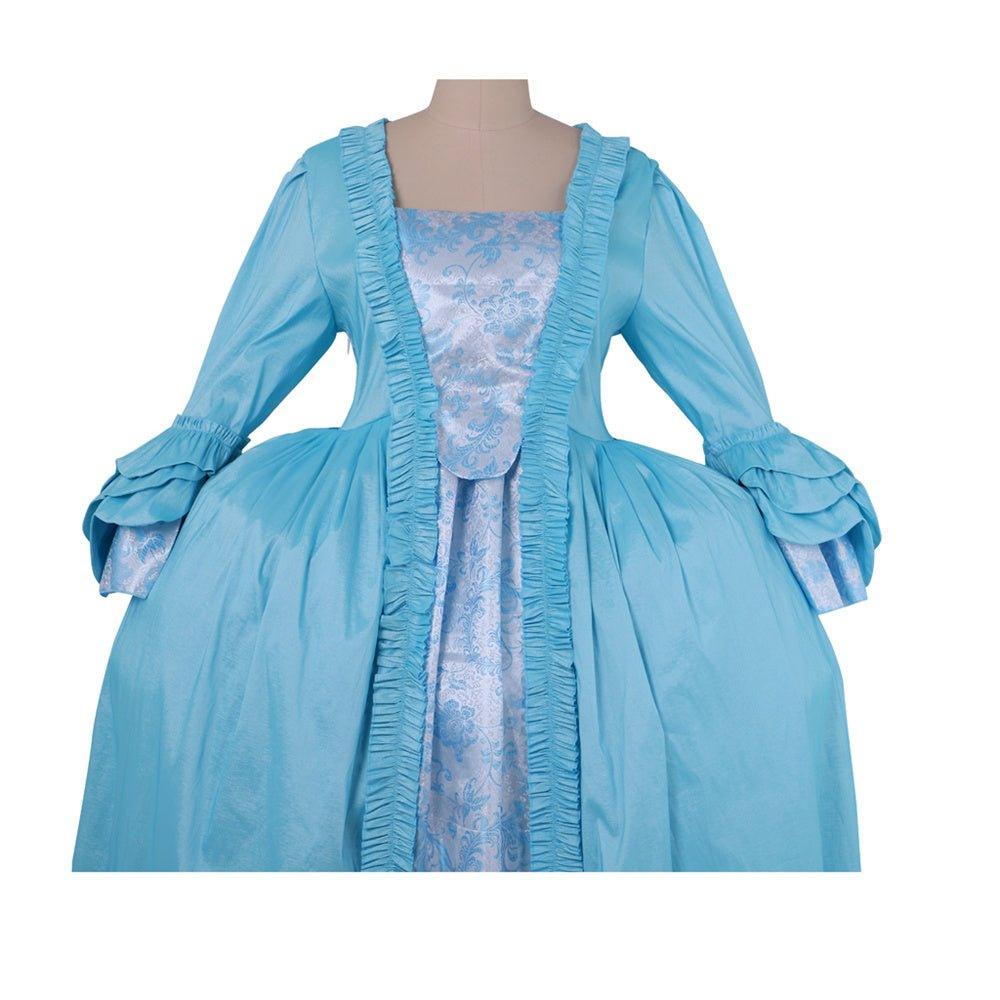 Robe Rococo Bleu Azur du 18e Siècle - Broderie et Dentelle de L'AniMirage