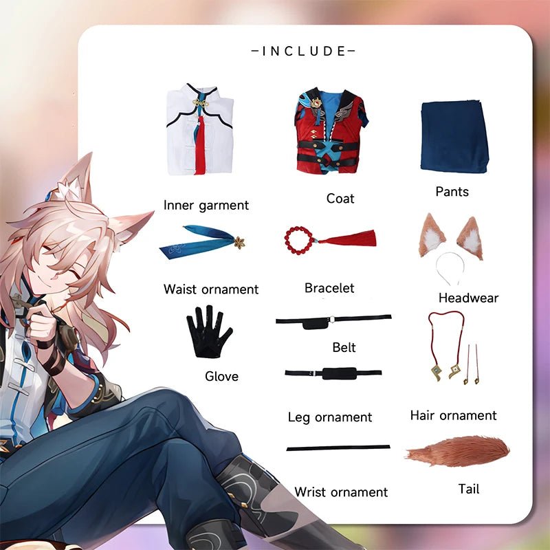 Costume Cosplay Honkai Star Rail Jiaoqiu Guérisseur Foxian pour Homme avec Queue pour Halloween et Carnaval