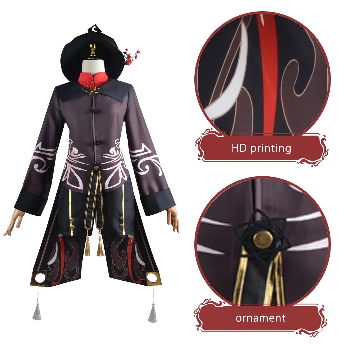 Perruque Cosplay Genshin Impact Hu Tao - Costume Anime Hutao pour Fêtes et Conventions