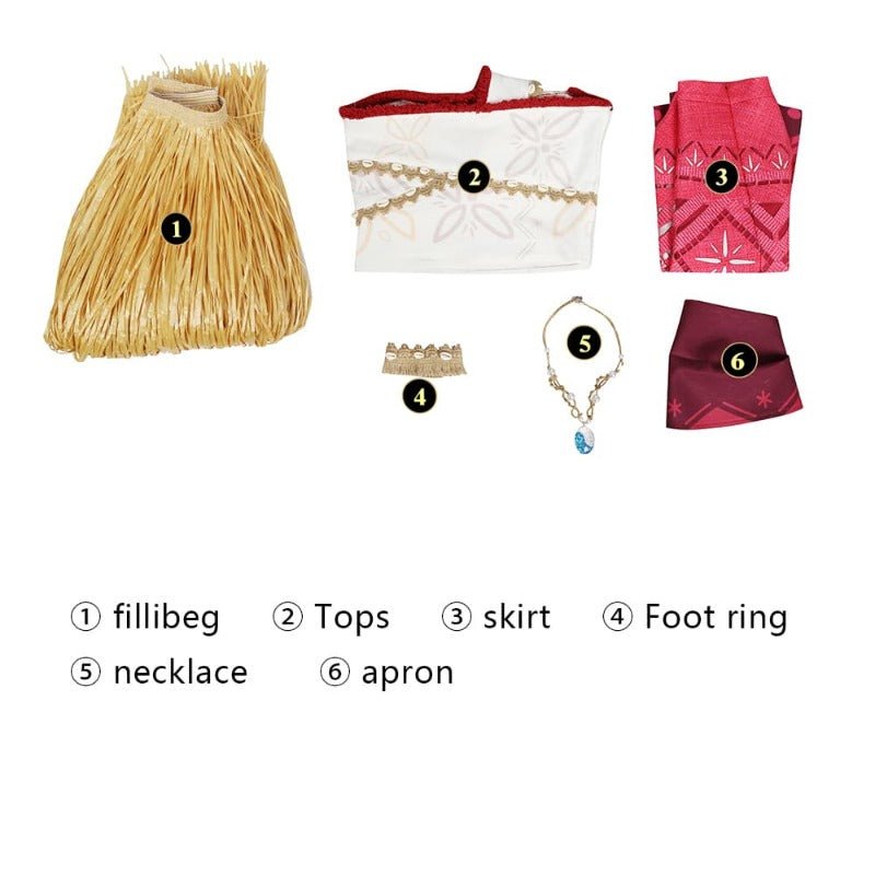Ensemble Cosplay Moana 2 pour Femmes - Costume de Spectacle pour Romance Océanique