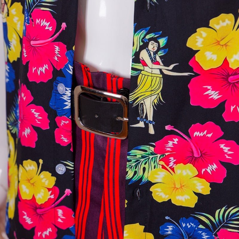 Costume de Cosplay Ace Ventura Détective pour Animaux Complet avec Chemise Hawaienne, Pantalon et Ceinture