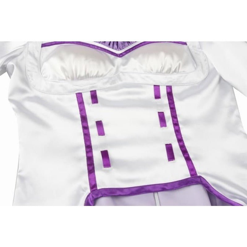 Costume Cosplay Emilia - Robe Anime Re:Zero avec Heaume pour Halloween et Fêtes