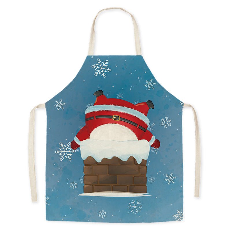 Tablier de cuisine imitation chanvre Santa Claus pour adultes, résistant aux taches et à l'huile, vêtements de travail pour hommes et femmes