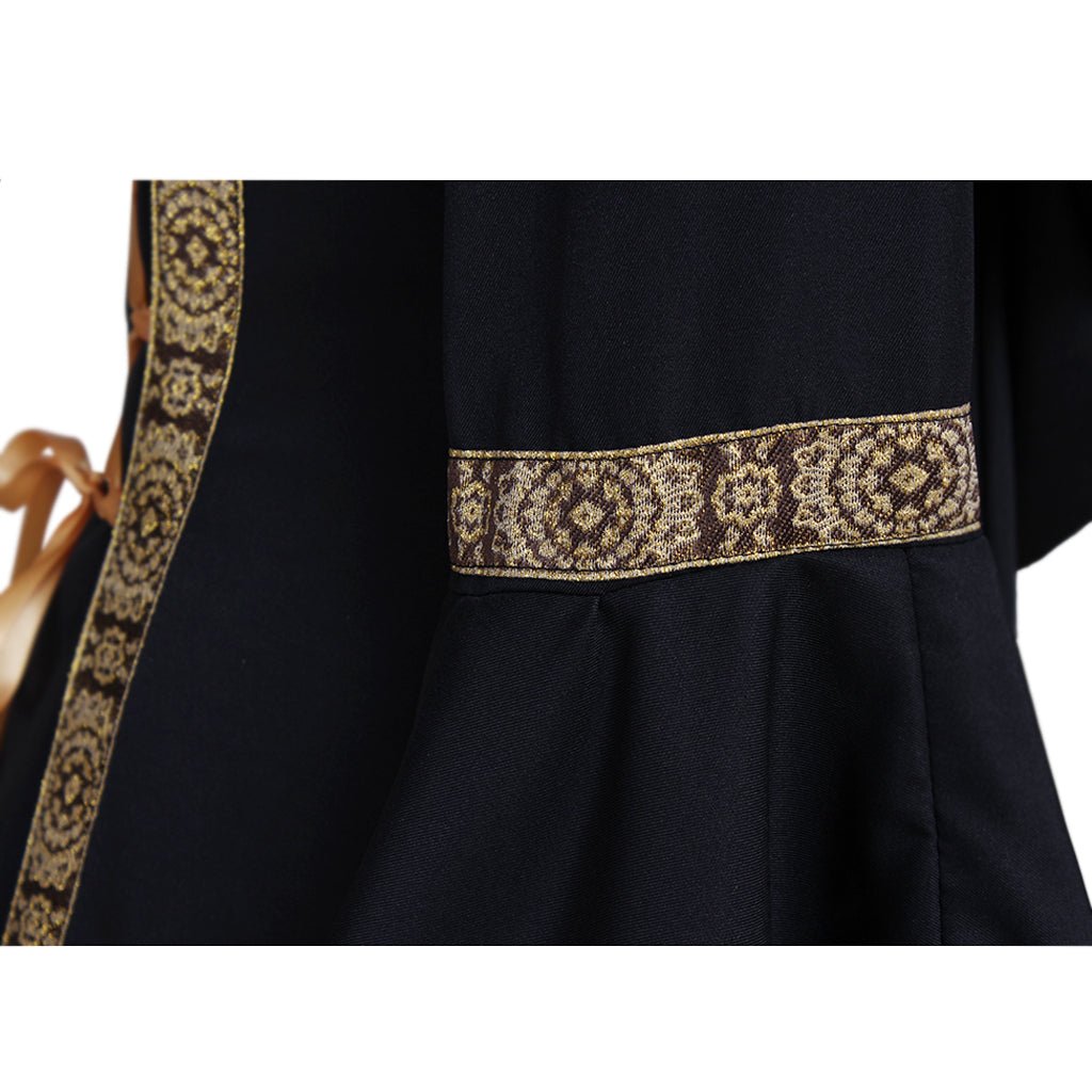 Robe longue gothique médiévale Renaissance à capuche noire pour femmes - Costumes de bal d'Halloween sur mesure
