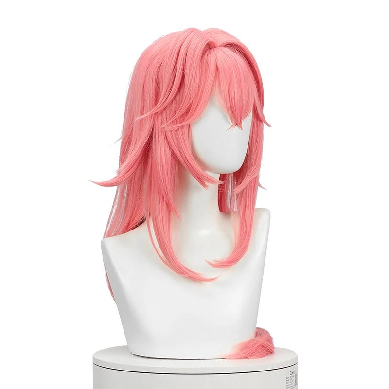 Perruque Cosplay Yae Guuji Genshin Impact 80cm Rose Droite Perruque Yae Miko Résistante à la Chaleur Cheveux Synthétiques
