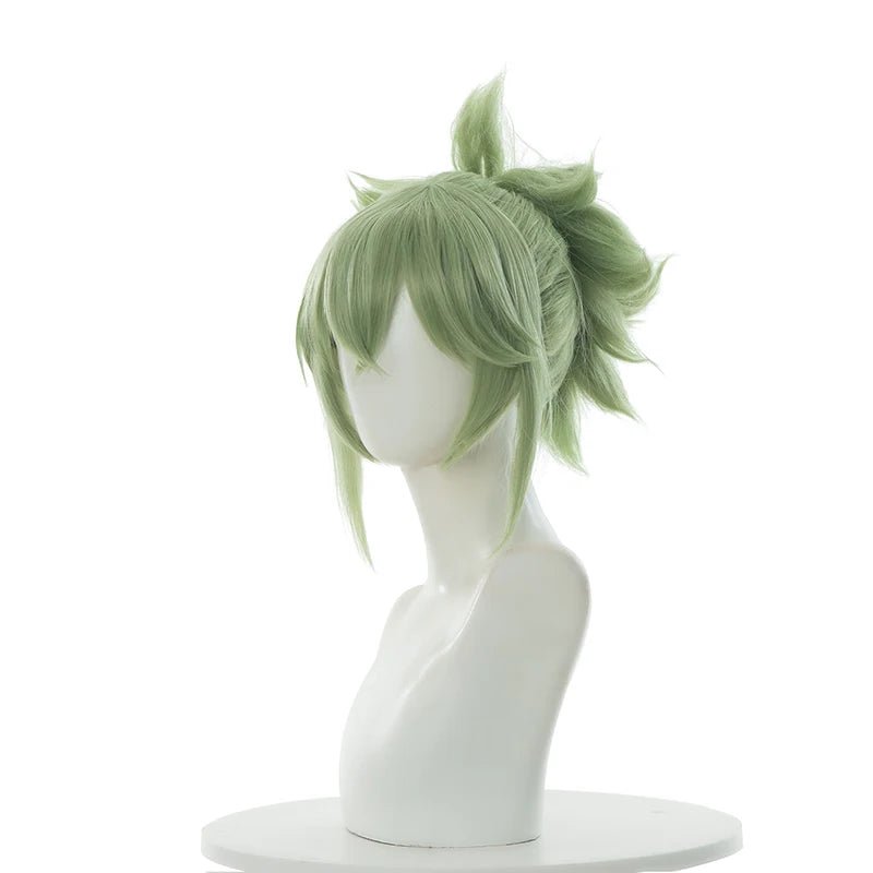 Perruque Cosplay Kuki Shinobu Genshin Impact 40cm Vert Droit Femme Perruques Synthétiques Résistantes à la Chaleur