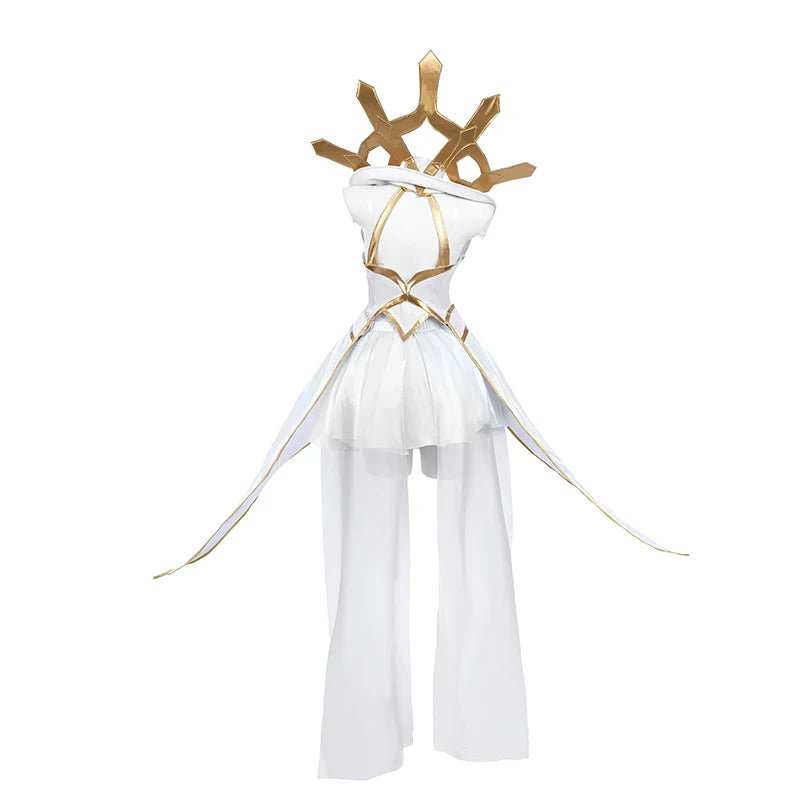 Costume Cosplay LOL Elementalist Lux Femme - Robe Blanche Soirée Halloween Ensemble Complet