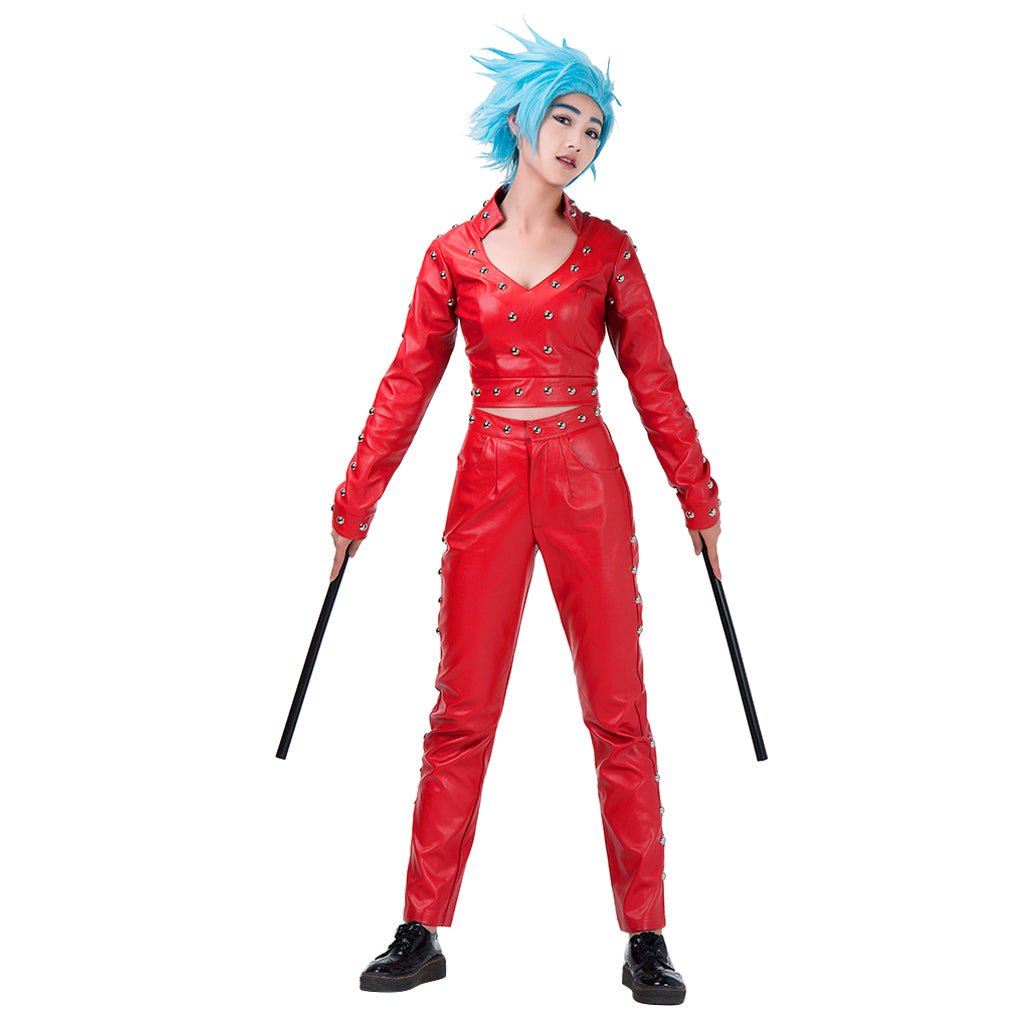 Costume Cosplay Ban des Sept Péchés Capitaux - Le Péché de la Guerre du Renard - Veste en Cuir Rouge et Pantalon
