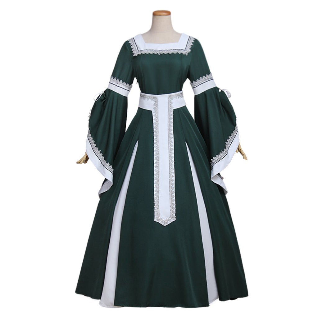 Costume Halloween pour Femmes Cosplay Princesse Médiévale Robe Verte Renaissance Victorienne