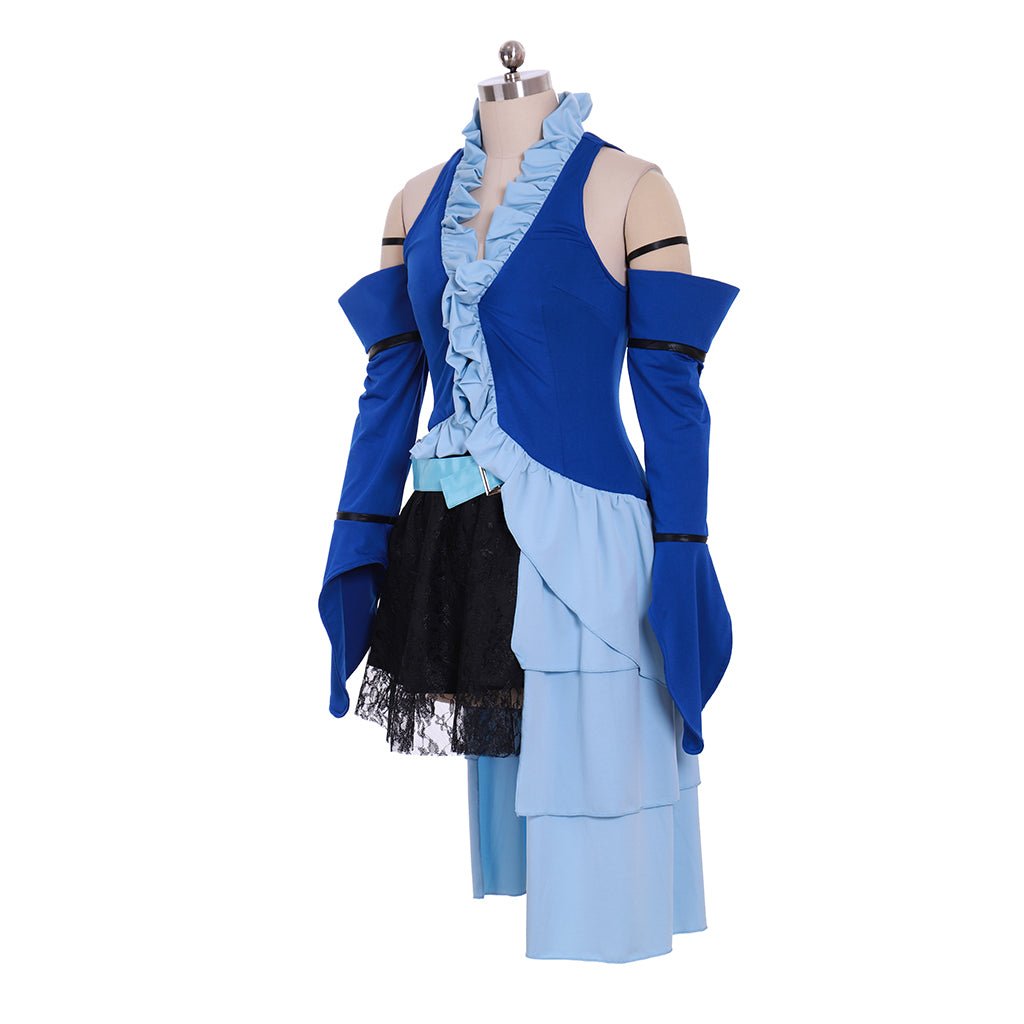 Costume Cosplay Final Fantasy X-2 Yuna Lenne Chanson avec Boucles d'Oreilles pour Femmes