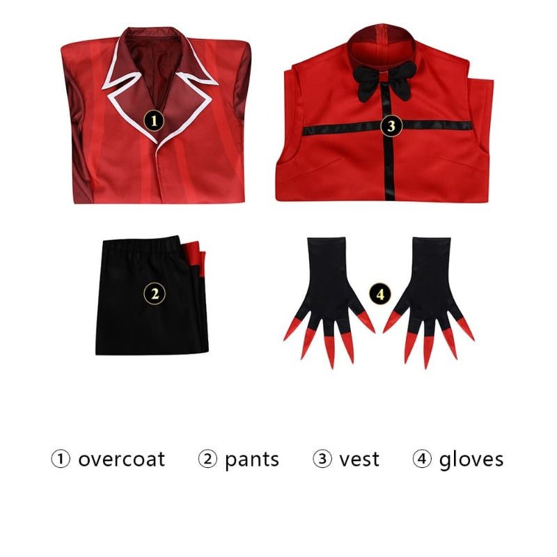 Costume Homme Anime Veston Rouge et Pantalon Noir pour Halloween et Cosplay