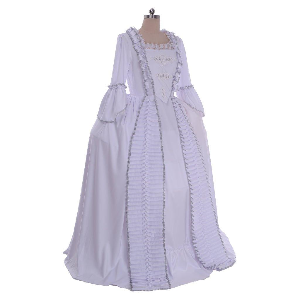 Robe de Bal Marie Antoinette Cosplay | Robe Rococo Blanc Dentelle du 18e Siècle