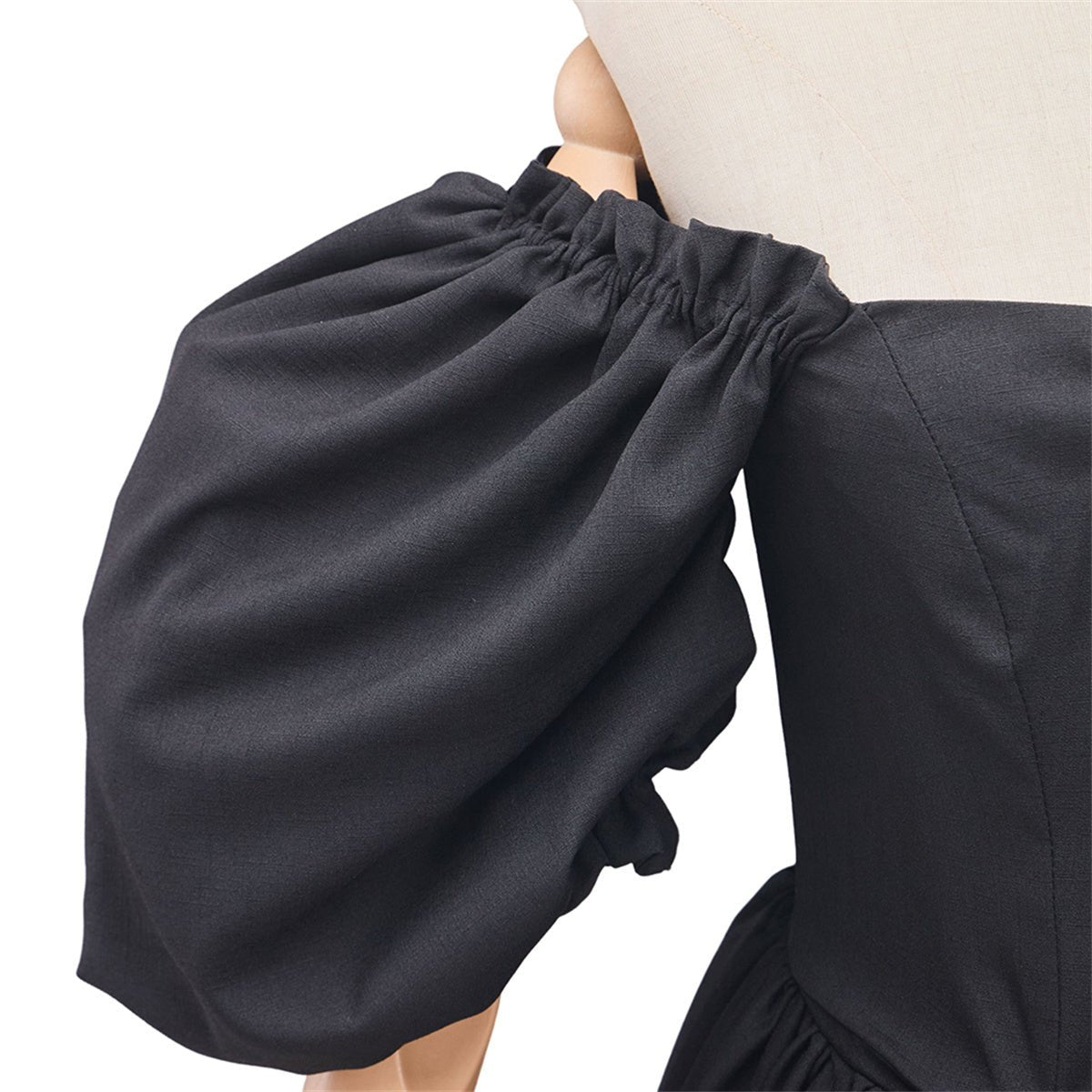 Robe Victoria Noir Épaule Dénudée – Costume Cosplay Gothique Victorien Élégant