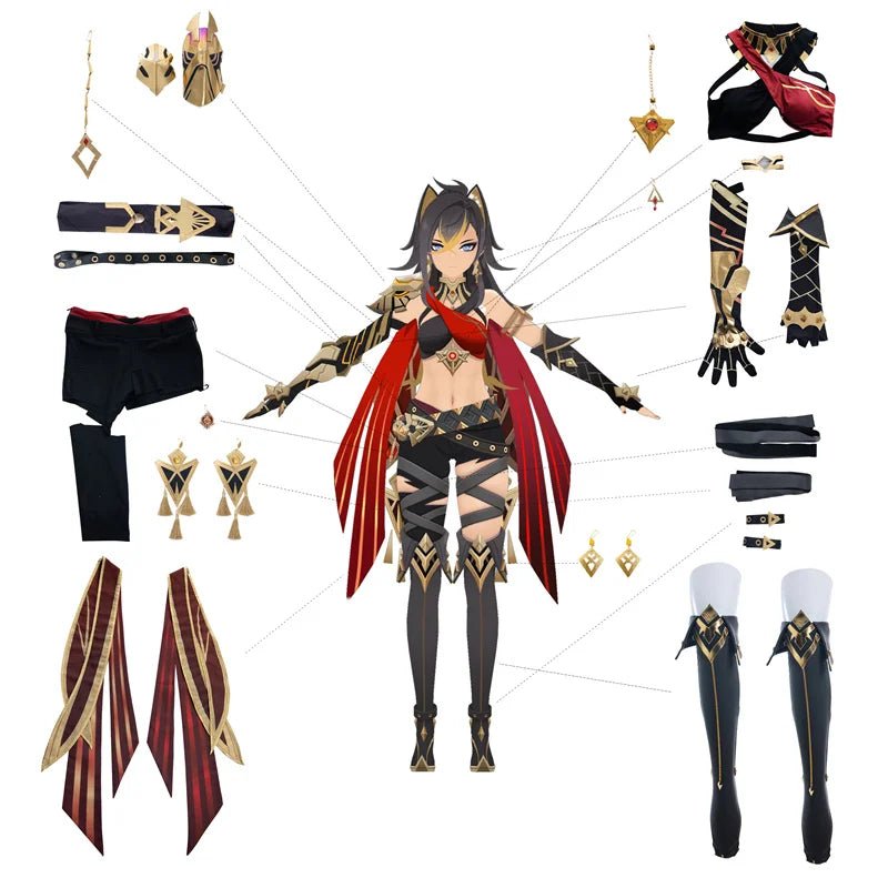 Costume de Cosplay Dehya Genshin Impact pour Femme - Ensemble Complet pour Carnaval, Halloween et Fêtes