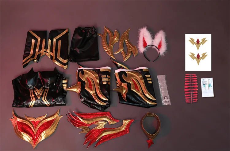 Costume Cosplay Ahri Renard à Neuf Queues LOL pour Femmes