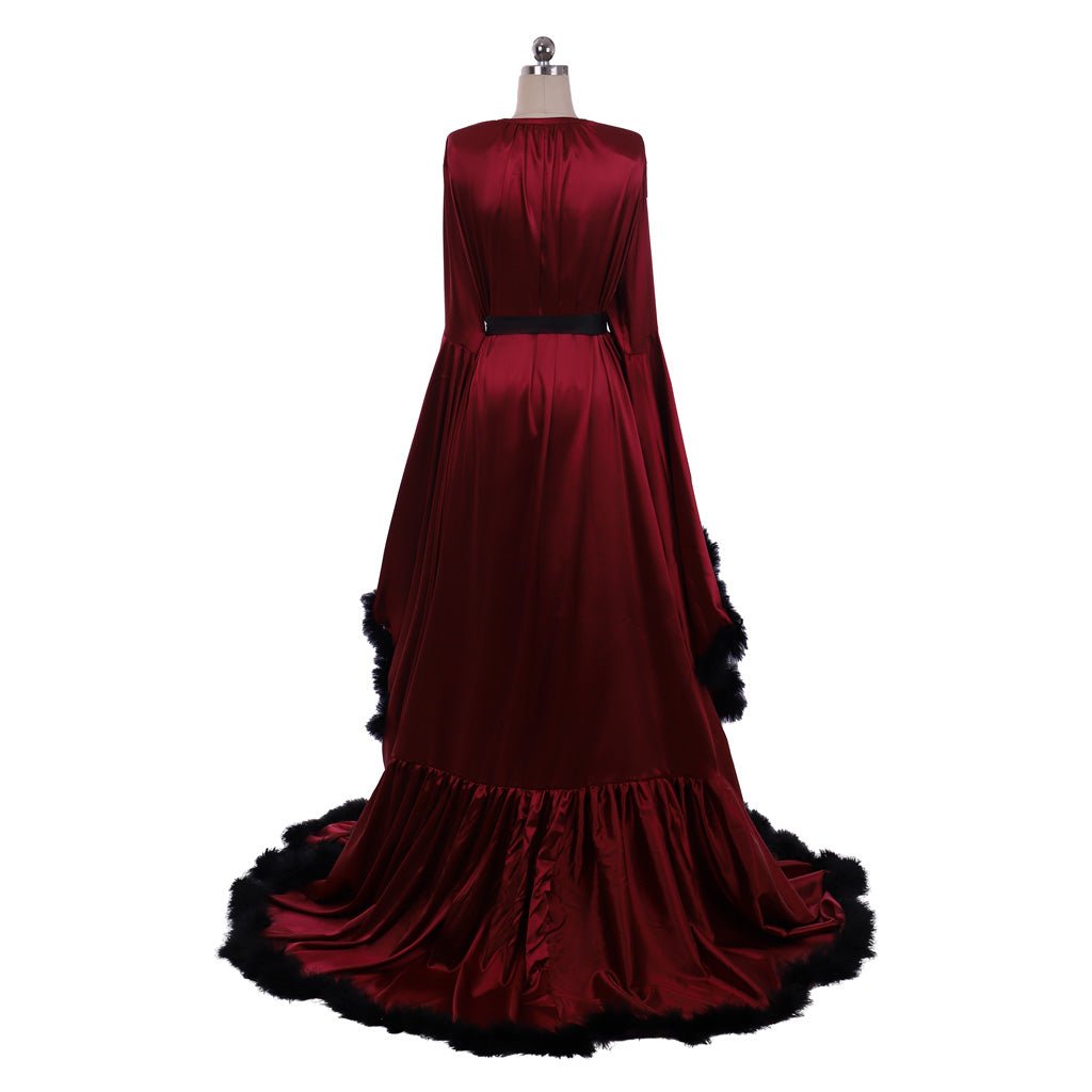 Pyjama Rétro Rouge Boudoir Nuptial pour Femmes - Robe de Soirée Élégante