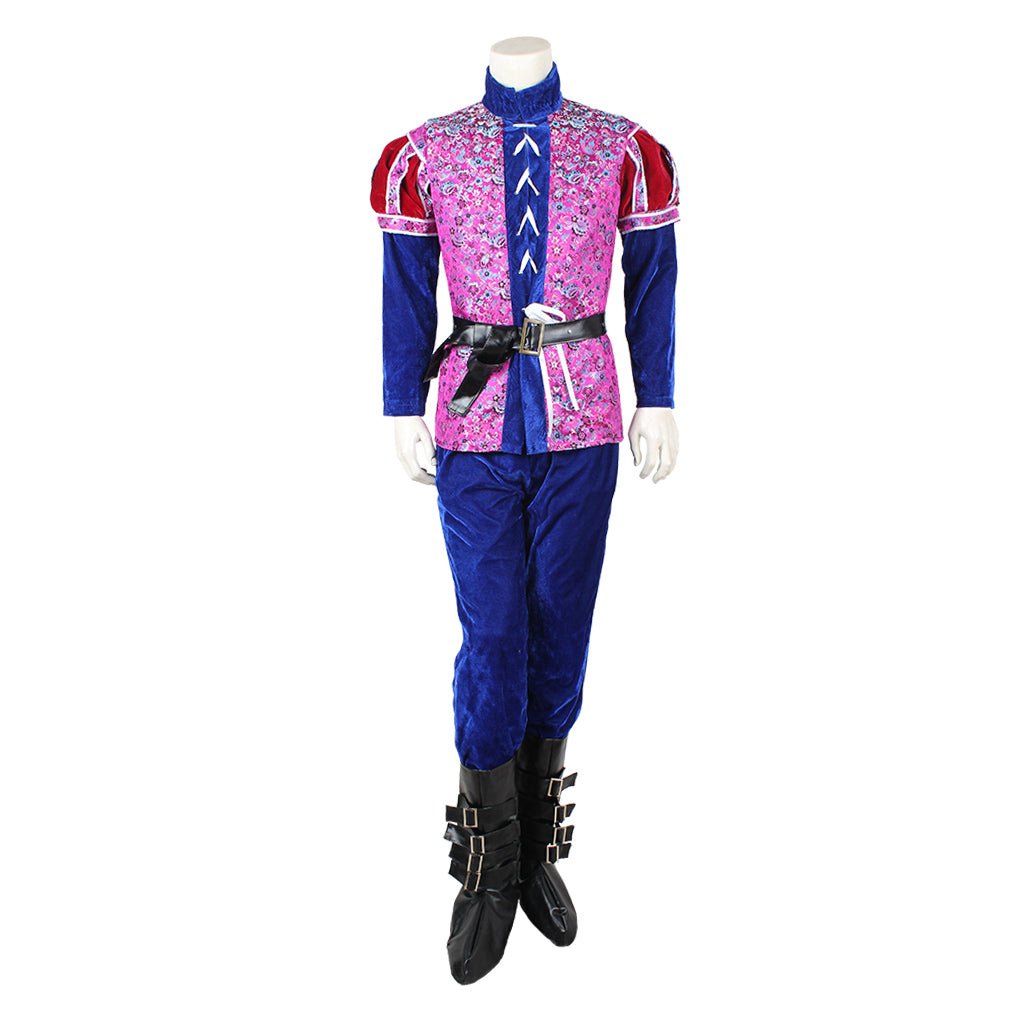 Costume de Cosplay Prince Médiéval | Ensemble Complet Velours Rouge et Bleu pour Hommes | Halloween et Fêtes