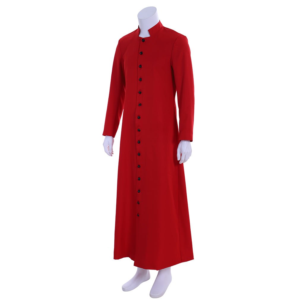 Robe de prêtre rouge pour hommes - Costume de clergé avec col droit - Vestments liturgiques