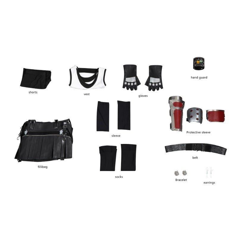 Costume Cosplay Tifa Lockhart - Perruque, Chaussures, Accessoires, Tenue Halloween Final Fantasy VII