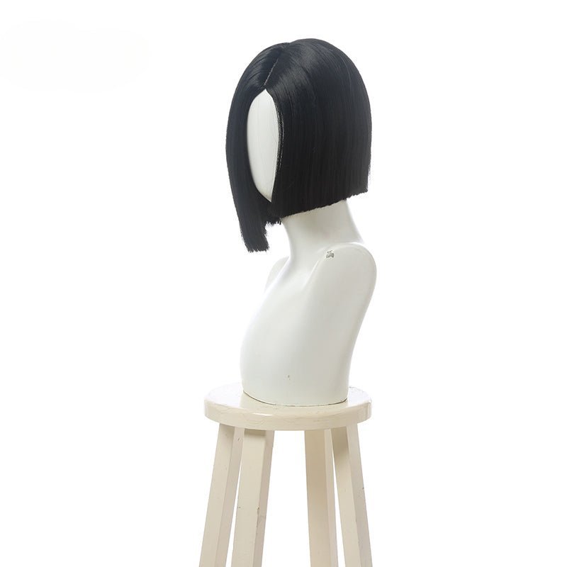 Perruque Cosplay Valorant Viper 35cm Courte Noire Halloween Résistante à la Chaleur