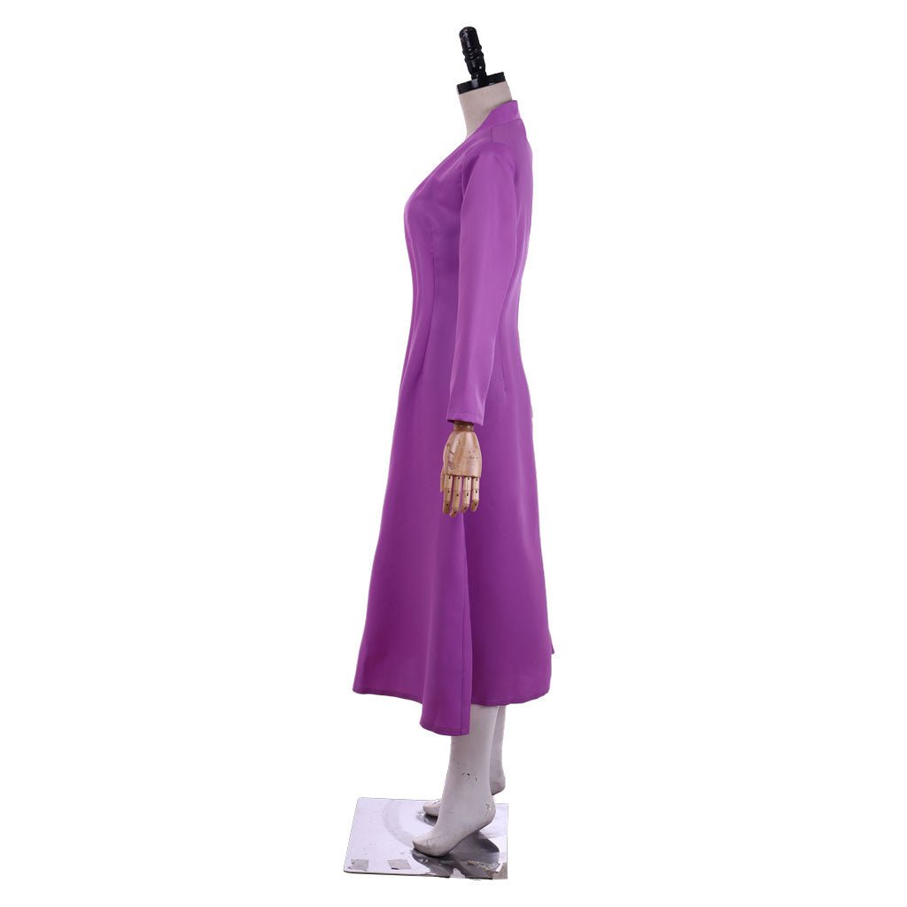 Robe Longue Violette avec Combinaison Ajustée - Costume Cosplay Anime Élégant