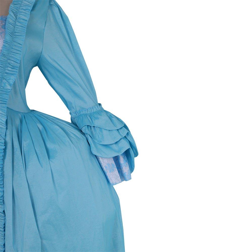 Robe Rococo Bleu Azur du 18e Siècle - Broderie et Dentelle de L'AniMirage