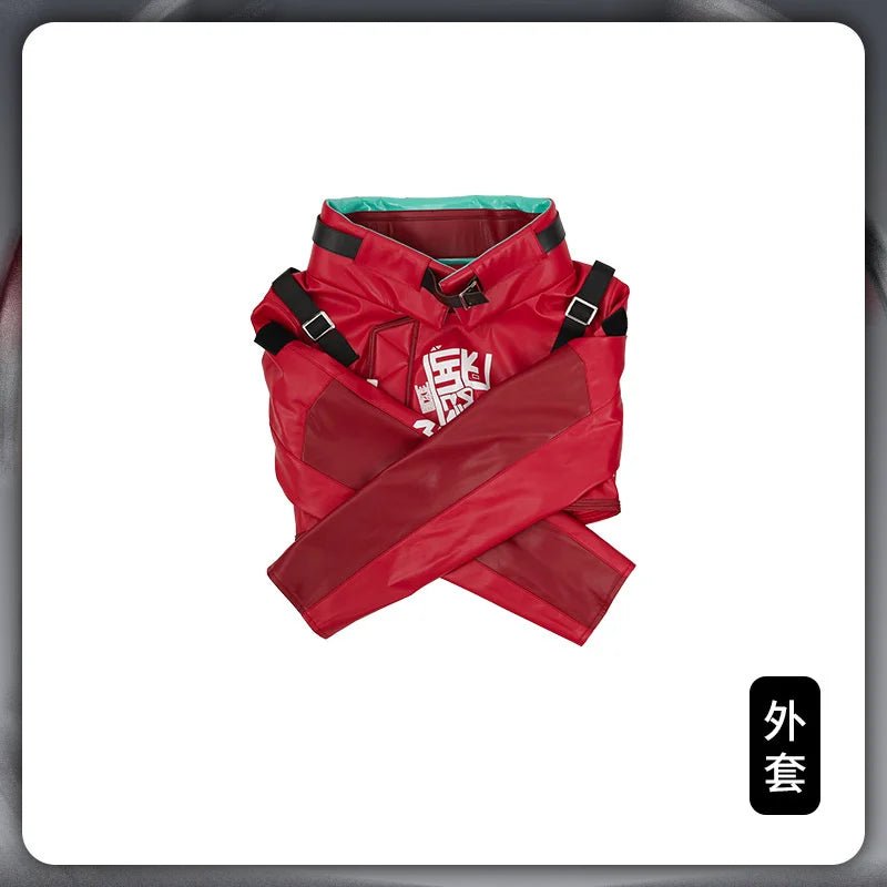 Costume Cosplay Game Apex Street Smart Wraith Peau Rouge Manteau Cuir et Accessoires - Ensemble Complet pour Fête Halloween Carnaval