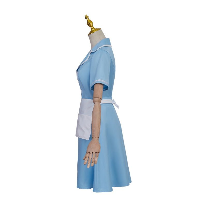 Costume Cosplay Inspiré de Waitress the Musical – Robe de Serveuse Bleue avec Tablier pour Femmes