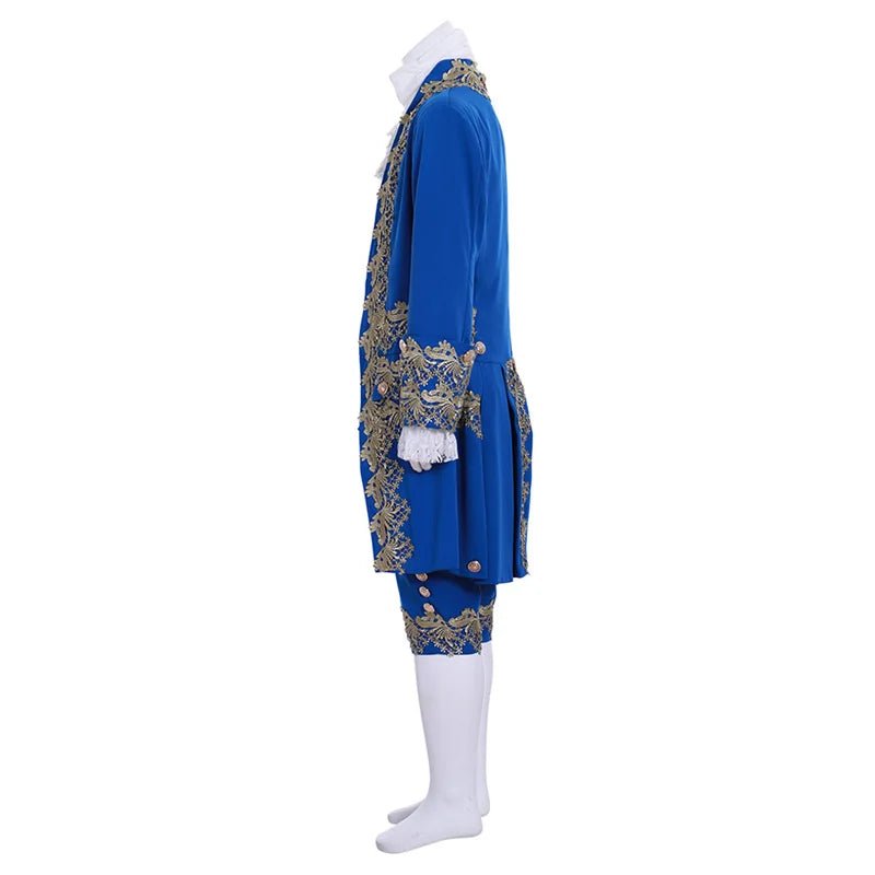 Costume Homme Rococo Bleu du 18ème Siècle - Costume Britannique Colonial pour Reconstitutions et Cosplay