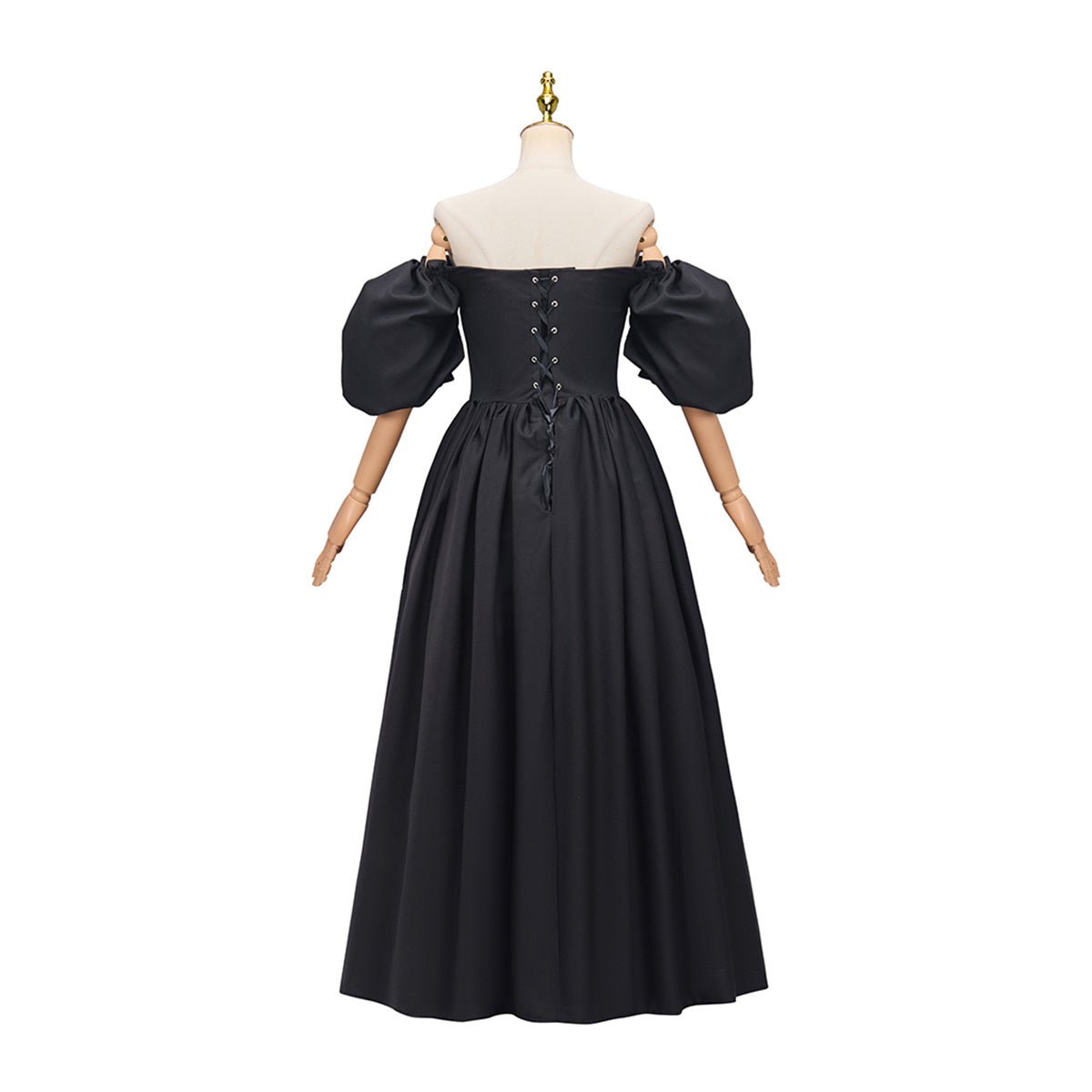 Robe Victoria Noir Épaule Dénudée – Costume Cosplay Gothique Victorien Élégant