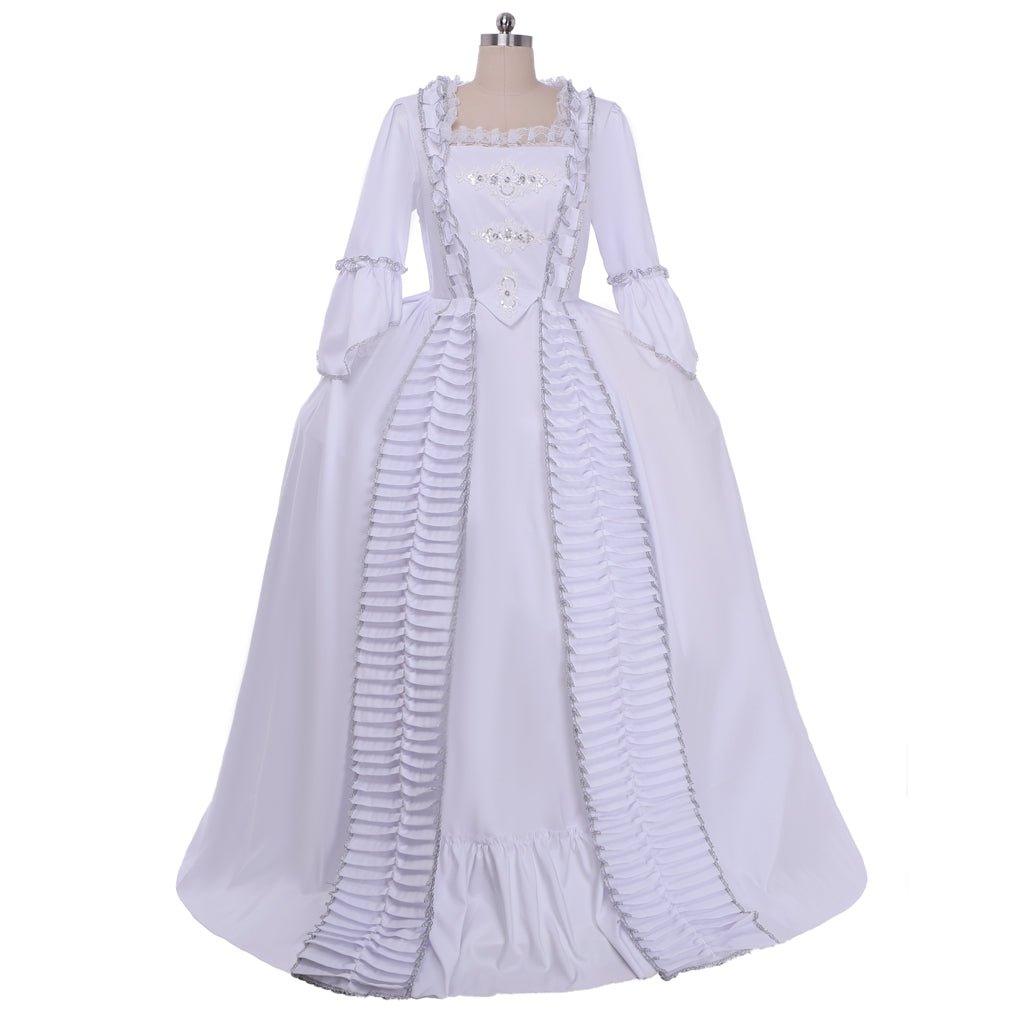 Robe de Bal Marie Antoinette Cosplay | Robe Rococo Blanc Dentelle du 18e Siècle