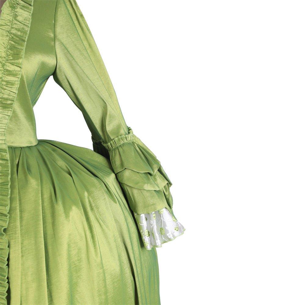 Robe Rococo Verte Pomme du 18e Siècle avec Fleur sur la Poitrine - Élégance Médiévale par L'AniMirage