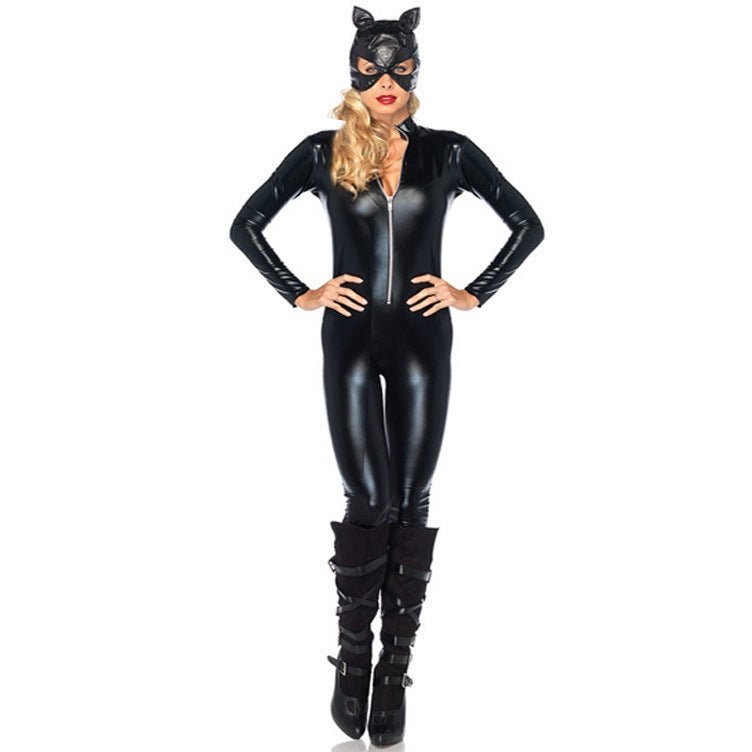 Costume Halloween Catwoman - Combinaison en Cuir Brillant Batwoman pour Cosplay et Spectacle