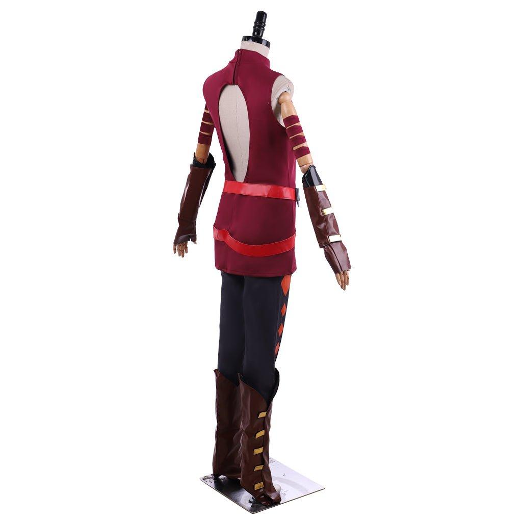 Costume Cosplay Rouge Ahsoka Tano | Combinaison de Combat & Chapeau pour Femme Adulte | Déguisement Star Wars Halloween