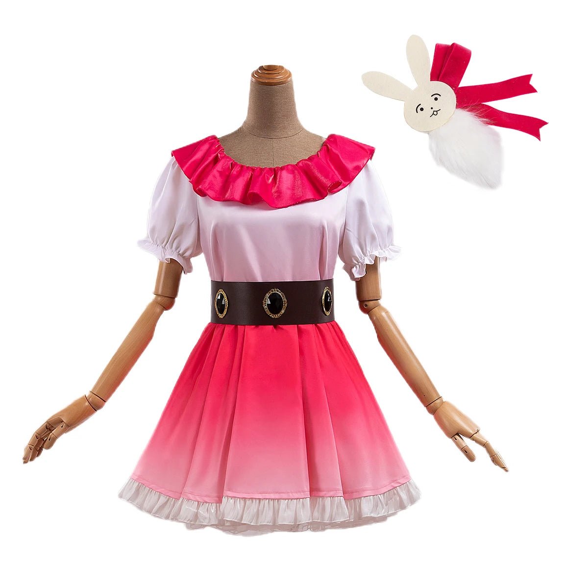 Costume Cosplay Ai Hoshino Oshi no Ko - Perruque Dégradé Rose, Robe, Épingle à Cheveux Lapin